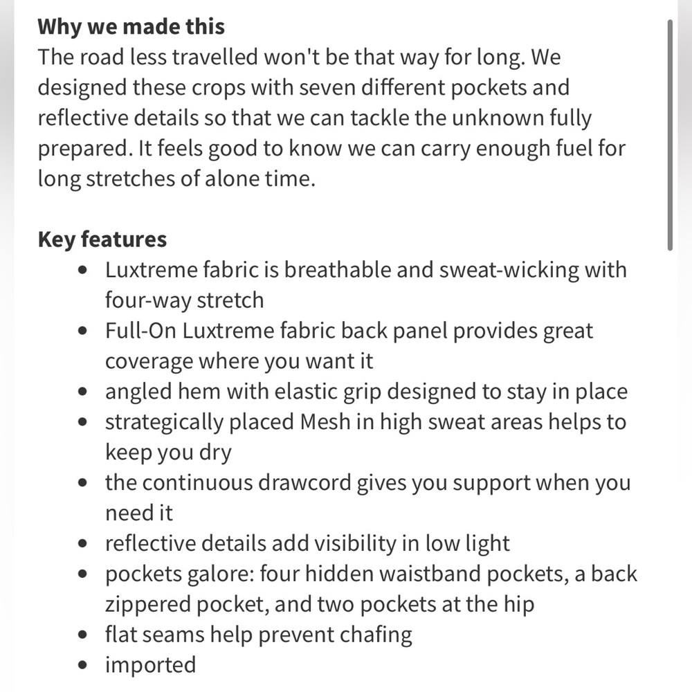 Lululemon Run A Marathon Crop II Pretty Palm Black Angel Wing Size 6 Running - Picture 6 of 13